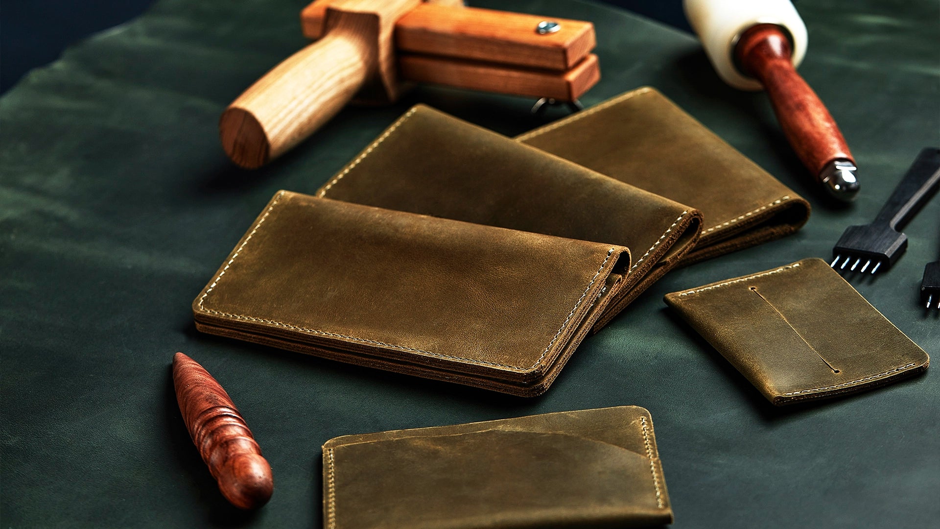 Handmade leather wallet collection